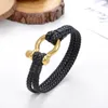 Joyería para mujer, pulsera para hombre, pulsera de cadena de cuerda de cuero, pulsera de acero inoxidable para supervivencia en vela, cadena de cuerda gruesa, verano sty1