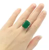 Anneaux de grappe 18x13mm SheCrown vente forme Rectangle véritable vert émeraude rouge rubis pour dames vêtements quotidiens argent