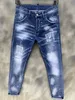 jeans casual da uomo europei e americani alla moda in jeans da moto stretti e strappati lavati di alta qualità, indossati a mano, lt128