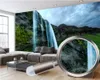 Custom 3D Landschap Behang Mooie Landschap en Waterval Menselijke Wonderland Binnenlandse Decoratieve Zijde 3D Muurschildering Behang