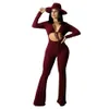 Women Sexy Flare Jumpsuit Long Sleeve Bind Rompers Elegant Fashion Slim Pullover Comfortable Clubwear Overalls K7783