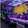 Window Mural Wallpaper Cool Nightclub Bloem Wallpapers Bar KTV Tooling Achtergrond Muur 3D Muurschilderingen Wallpaper voor Woonkamer