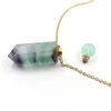 Collana Bottiglia di profumo Gemme naturali Pietra Diffusore di olio essenziale Quarzo Fluorite Pendenti Collane a catena con ciondoli a punta da donna