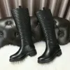 Femmes mode hiver en cuir véritable genou bottes hautes dames marque plate-forme talons épais bottes longues taille