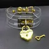 Sautoirs 100% fait à la main clair tour de cou Punk Harajuku couche PVC Double sangles or en forme de coeur Locakble clé collier cadenas collier1