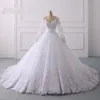 2022 Empire Waist Wedding Dress With Poet Long Sleeves Classic V-neck Lace Applique Beads Sequin Ribbon Pleated Bridal Wedding Dre239M