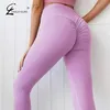 Kadın Tayt Yüksek Bel Push Up Fitness Legging Pantolon Feamle Kırışıklık Sporları Femme 211221