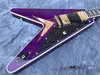 Customized Purple Flying V Shaped Electric Guitar withThe Whole2020 New Brand the Mahogany Body and NeckCan be Customized3182736
