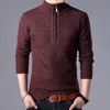 Suéter masculinas Stand Collar Outono Inverno Quente Cashmere Zipper Zipper Suéteres Homem Casual Knitwear Slim Fit Tops Homens 201106