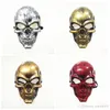 Halloween Adulti Maschera teschio Fantasma di plastica Maschera horror Oro argento Maschere viso teschio Unisex Maschere per feste in maschera di Halloween Prop WVT0943