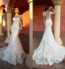 2021 Designer Full Lace Mermaid Wedding Dresses Elegant Long Sleeves Appliqued Lace Bride Dress Illusion Wedding Gowns robe de mar5879497