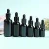 Black Glass Dropper Bottle Jars Vials With Pipette For Cosmetic Perfume Essence Essential Oil Bottles Travel