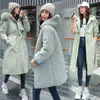 Women Winter Jacket Hooded X-Long Thick Faux Fur Padded Parkas Woman Distachable Plus Size Coat kurtka puchowa damska z futrem 211221