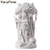 YuryFvna 16cm 수지 동상 그리스 종교 셀틱 트리플 여신 처녀 어머니와 크로 던 조각 입상 220112