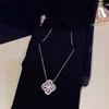 Merk Pure 925 Sterling Silver Jewelry For Women Lotus Flower Necklalce Flower Pendant Luck Clover Sakura Wedding Party NE3778826