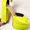 Scarpe eleganti Scarpe da donna Pompe da donna Fondo spesso Piattaforma moda Tacchi alti Calzature con cinturino alla caviglia con punta quadrata da donna