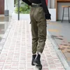 Femmes Mode Streetwear Cargo Pantalon Armée Vert Cheville Longueur Joggers Femme Lâche Pantalon Casual Plus La Taille Coréenne Style Pantalon LJ200820