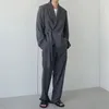 Harajuku Desinger Marque Ceinture latérale Mens Casual Blazers Automne Manches longues Solide Loose Fit Male Manteaux Streetwear 201104