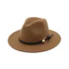 19 Colors INS Unisex Fedora Hat For Gentleman Girls Woolen Brim Jazz Church Band Wide Flat Brim Jazz Hats Panama Caps