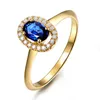 AINUOSHI Fashion 1.25 Carat Oval Cut Blue Sona Bridal Halo Anelli Oro bianco Oro giallo Oro rosa Color Donna Fedi nuziali Regalo Y200106