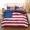 Zeimon American Flag Bedding Set 2 / 3PCS Кровать Комплекты Главная Текстильная полоска Пододеятельная Крышка Набор Современные постельное белье Наволочка Дорожка 201114