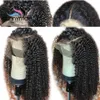 Vrije deel Braziliaanse Krullende korte Afro Pruik voor Zwarte Vrouwen 13x4 Synthetische Kant Pruiken Bob Sluiting Pruik Pre-plucked Baby Hair