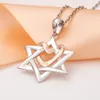 Strollgirl 925 Sterling Silver Star av David Pendant Rose Gold Color Heart Necklace för kvinnor Mode Smycken Gift Q0531