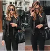 Autumn Winter Women Casual Jacket Suits Short Coat PU Leather Fashion Lady Slim Jacket Outwear Blazers