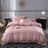 Thuis textiel sets volwassen beddengoed set bed wit zwart dekbed koning queen size quilt dekking korte beddengoed Trooster Y200417