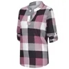 여성 봄 가을 스웨터 캐주얼 코튼 긴 소매 격자 무늬 셔츠 여성 슬림 셔츠 탑 캐주얼 #JSW