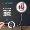 Bastone per selfie compatibile con Bluetooth wireless Supporto per telefono cellulare Telecomando portatile pieghevole Treppiede per otturatore Lazys con luce fotografica anti-vibrazione a forma di anello a LED