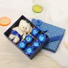 6 Soap Flowers Creative Simulation Rose Soap Fower Gift Box Bear Christmas Valentines Day Gift W-00640
