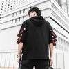 Été manches courtes Harajuku Corée Mode Streetwear One Piece Hip Hop Rock Punk Hommes Noir Rouge Hoodies Sweat Vêtements 201020