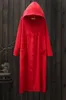 단단한 검은 색 빨간색 긴 슬리브 후드 레드 여성 코트 참신 디자인 중국 스타일 트렌치 플러스 크기 가을 로브 로브 로브 201030