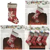 Red Xmas Gift Stocking Bags Ornaments Snowflake Plaid Christmas Tree Pendant Plush Stripe Fabric Bags Home Decoration Bag 9 2xd G2