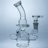 Round Base Bong Recycler Dab Rig Glass Water Bong Smoking Hookah 14mm Joint Bowl with Blue Dot Glass Bong Glass Water Bongs