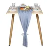 Nappe de Table en mousseline de soie transparente, 70x300cm, bleu poussiéreux, décoration romantique pour mariage, fête Boho, fête prénuptiale