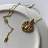 RUIYI Reale 925 Sterling Silver Donne di Modo Europeo Regina Testa Ritratto Moneta Pendente Della Collana Vintage Oro Nicchia Collana 2020 Q0531