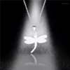 Pendant Necklaces Necklace Titanium Steel Dragonfly Stainless Girl Sweater Chain Hypoallergenic European American Jewelry1