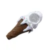 Ice cream silicone smoking pipe with thick glass bowl spoon Hand Pocket Pipes