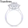 Transgems 14K Or Blanc Centre 1ct 6.5mm F Couleur Moissanite Pierre Bague de Fiançailles Flocon de Neige avec Accents Pour Femmes Fine Jewelry Y200620