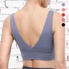 Kvinnor Yoga Skinny Vest Fashion Trend Back Deep V Sport Vest Bra Kort Toppar Kvinna Vacker Tillbaka Fitness Running Underkläder Stötskyddad Bra