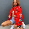 Womens Jassen 2023 Vrouwen Mode Print Baseball College Jacket Paar Bomber Unisex Racer Varsity Hiphop Streetwear Jassen