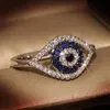 Anelli per matrimoni punk femmina blu cristallo anello di pietra fascino zircone color argento per donne sfacciate cavo impegno 2211305