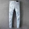 Mens Jeans Classic Hip Hop Pants Stylist Jeans Distressed Ripped Biker Jean Slim Fit Motorcycle Denim Jeans 9QMP