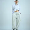 Mujeres hip hop hip hop hip hop jazz jazz dance marca de moda suelta deportes casual pantalones de entrenamiento con piernas pantalones versátiles gris blanco