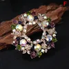 Pins, Broches Flower Garland Broche Cristal Rhinestone Pins Dress Jewelry Acessórios para mulheres meninas casamento festa
