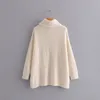 EWQ Spring Autumn Pattern Turtleneck Collar Long Sleeve Solid Knitting Pulloveres Casual Sweater Women 19C-A117 201224