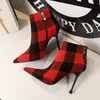 Hot Sale-Ankle boots for women 22-25 cm length autumn and winter boots women Round toe Elastic cloth velvet mid-heel booties female+shoes