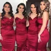 2021 Burgundy Mermaid Bridesmaid Dresses Sexy Sweetheart Sweep Train Maid Of Honor Gowns Backless Elegant Wedding Guest Party Dress Plus Size Bridesmaids AL7323